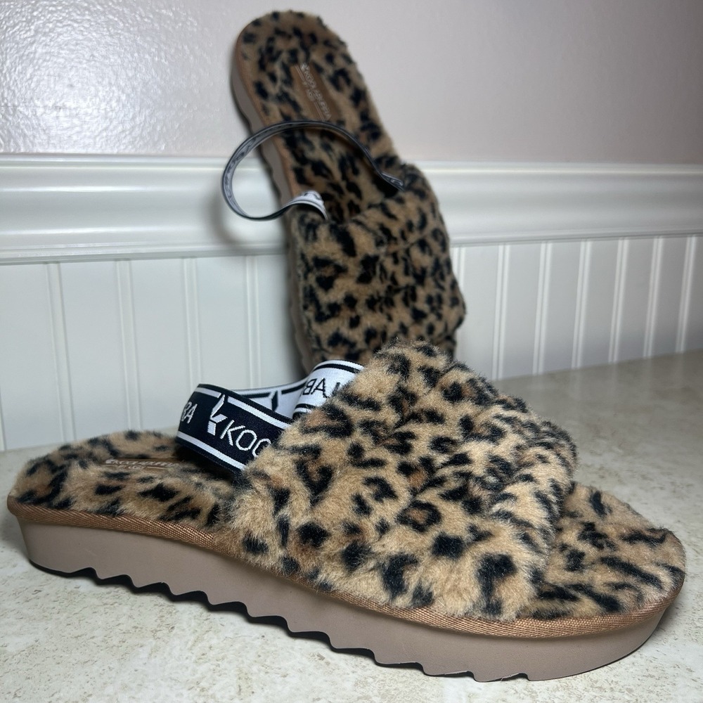 Koolaburra by UGG Leopard Print Furry Slingback Slides Excellent Condition Sz 10